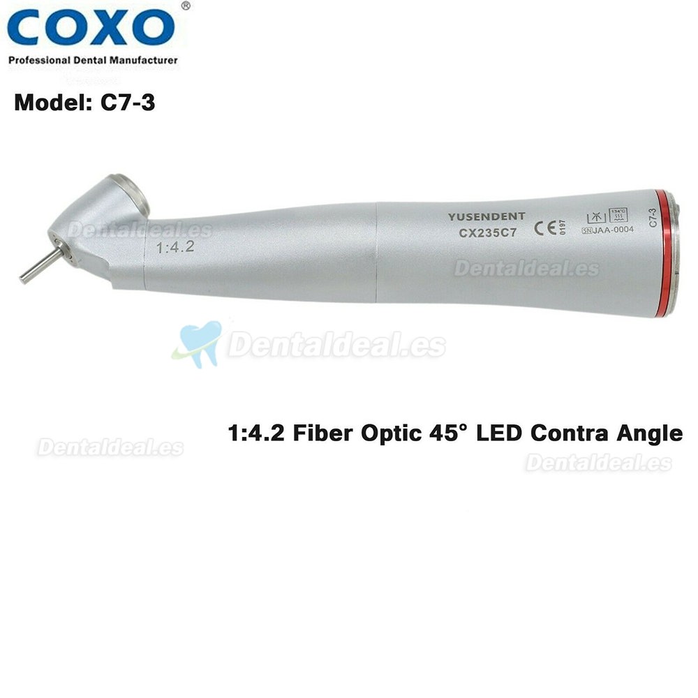 YUSENDENT COXO Dental eléctrico LED Micro motor 1: 4.2 Fibra óptica 45 ° Contra ángulo C7-3