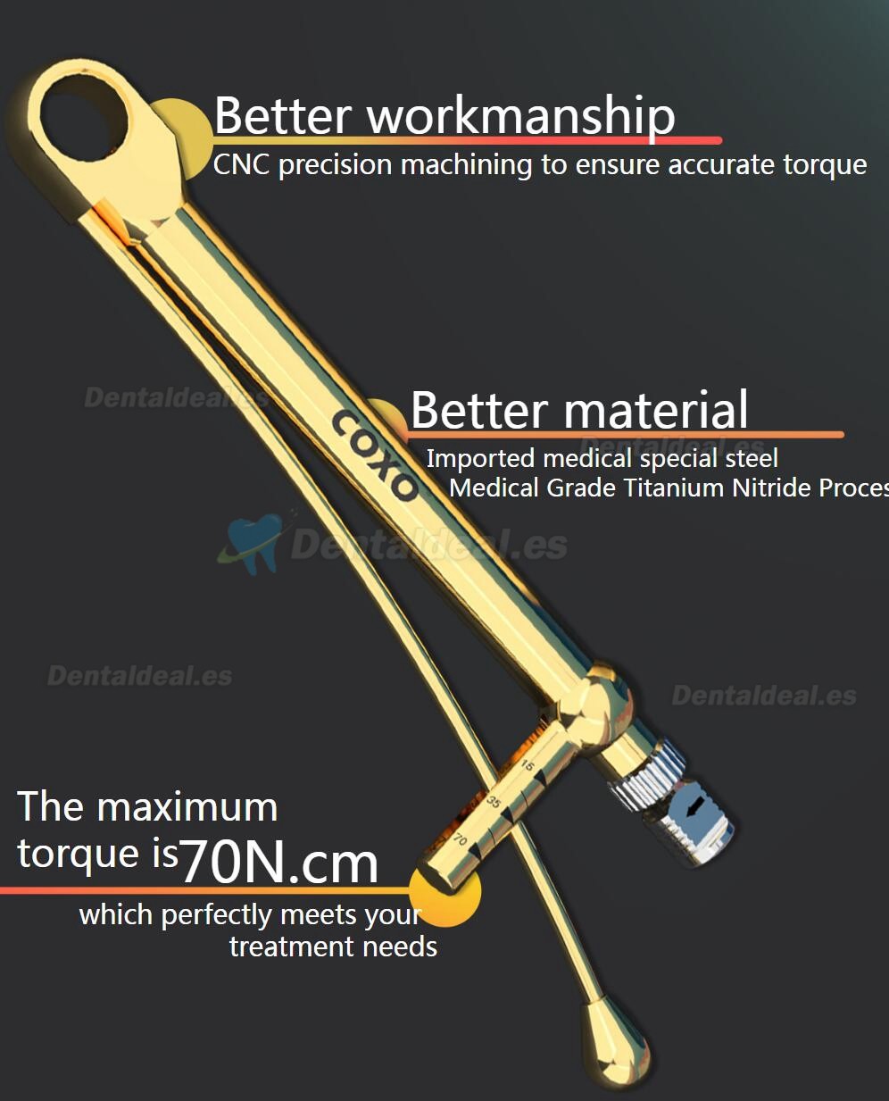 YUSENDENT COXO C-TW2 Kit de llave dinamométrica universal para implantes dentales con 14 destornilladores