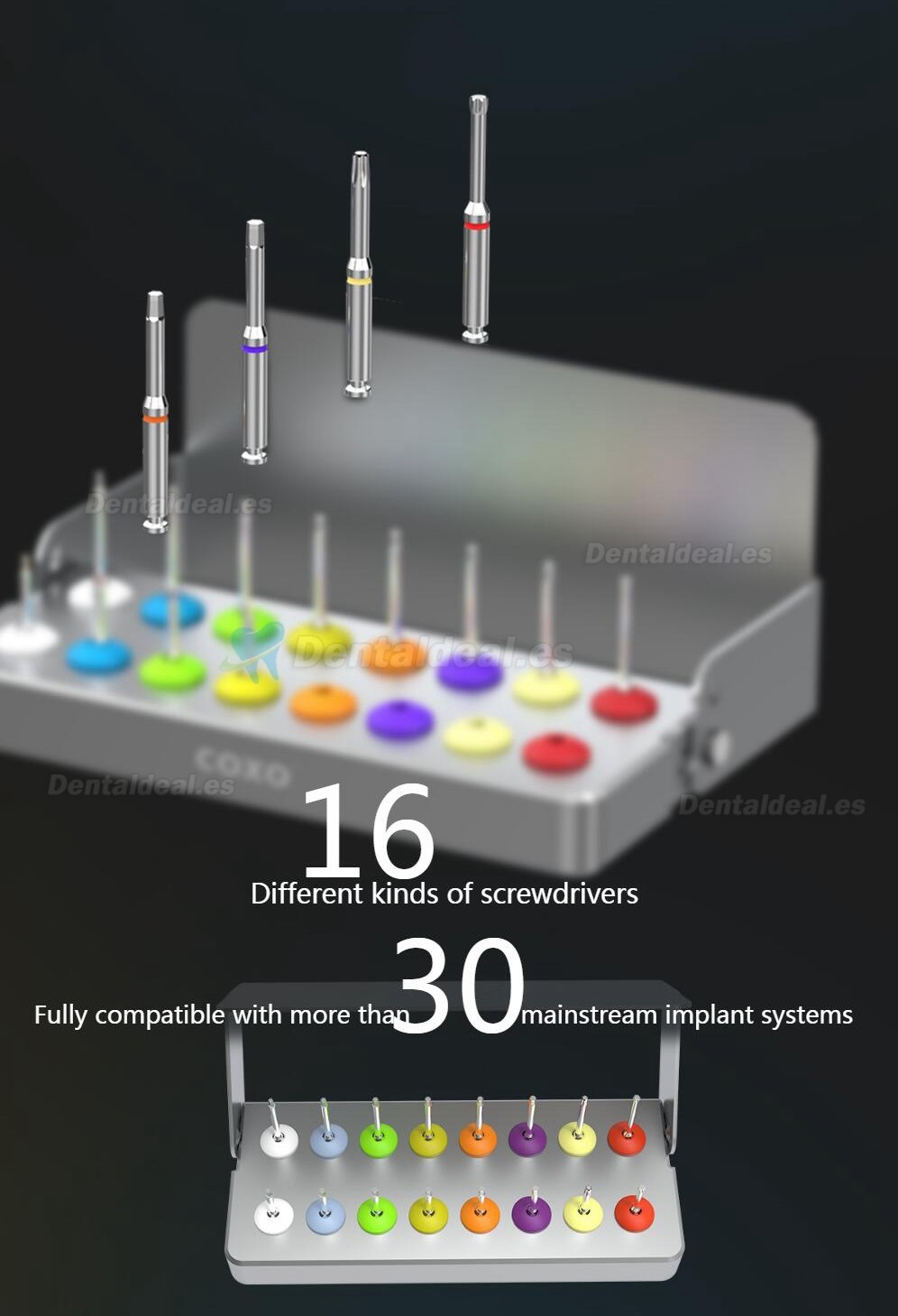 YUSENDNET COXO C-TW1 Kit de llave dinamométrica universal para implantes dentales con 16 destornilladores