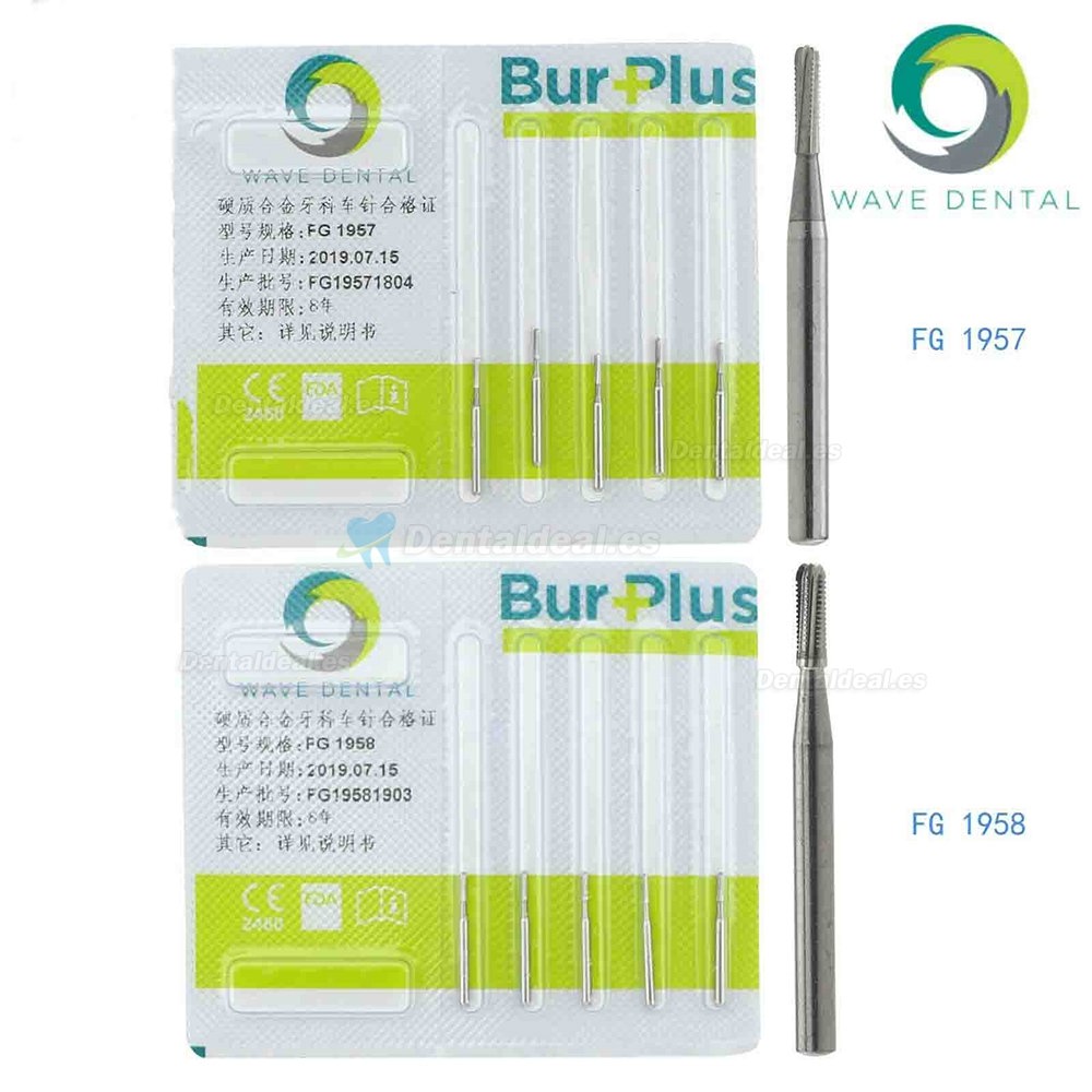 5 Paquetes de fresa de carburo de tungsteno dental para corte de metal fisura recta 1957 1958