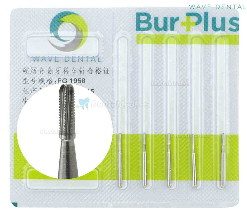 5 Paquetes de fresa de carburo de tungsteno dental para corte de metal fisura recta 1957 1958