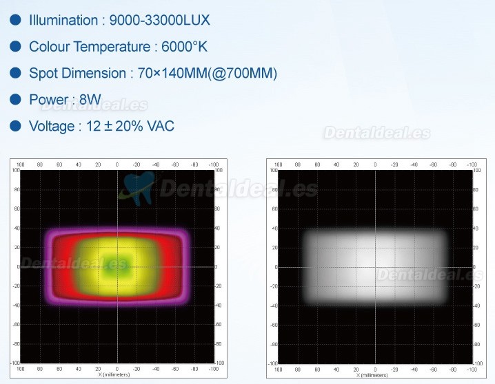 Lámpara cialitica odontológica de techo lámpara de examen operatorio LED oral sin sombras 6 LED con brazo