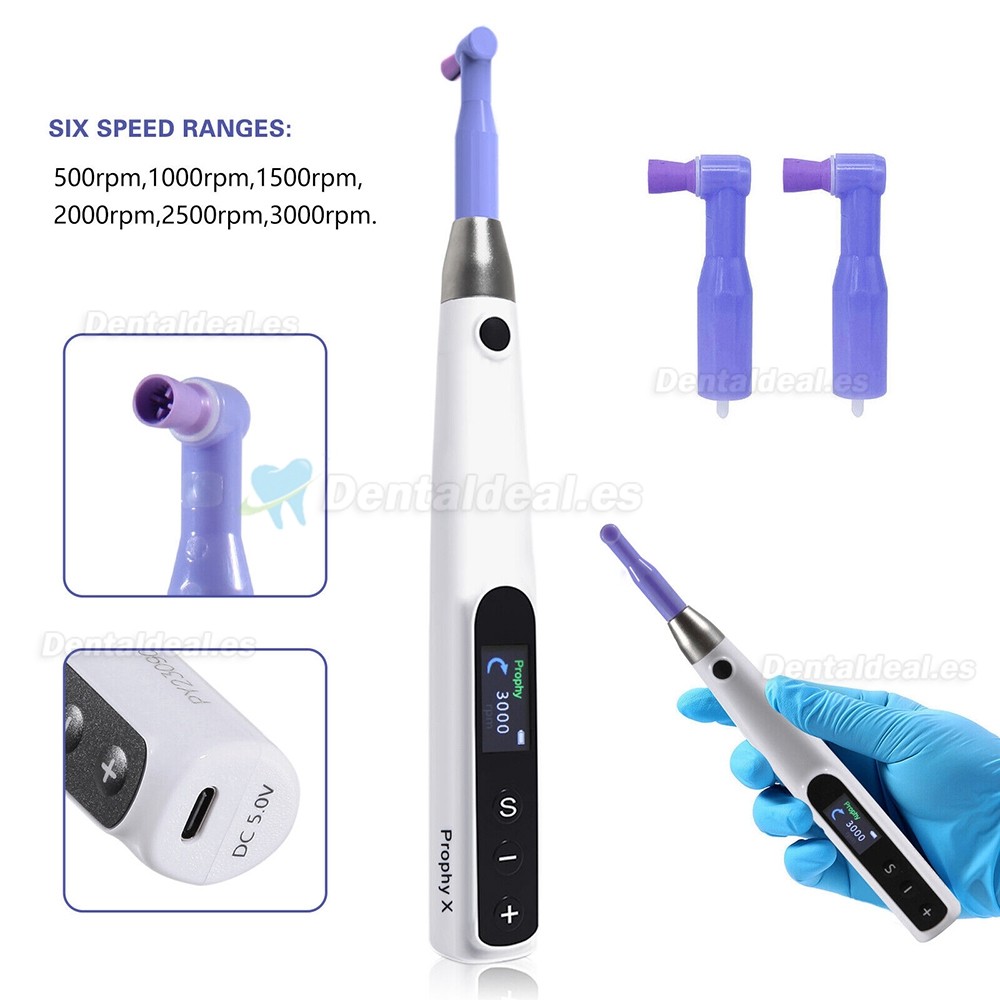 Pieza de mano de profilaxis de higiene dental eléctrica inalámbrica ajustes giratorios de 360° y 6 velocidades
