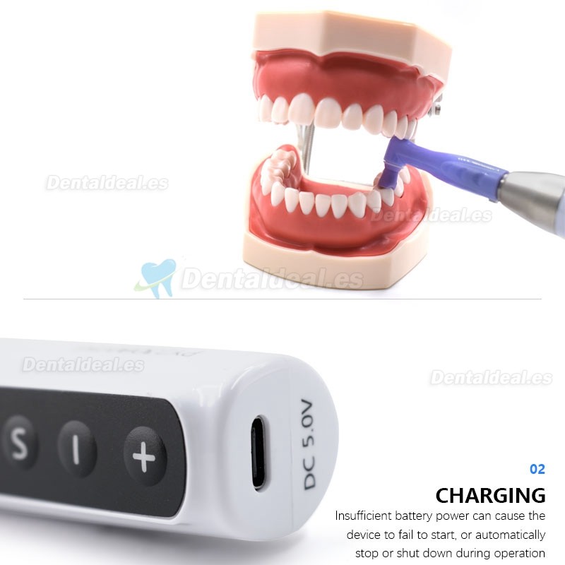 Pieza de mano de profilaxis de higiene dental eléctrica inalámbrica ajustes giratorios de 360° y 6 velocidades