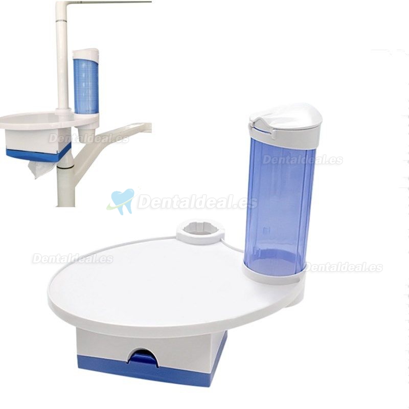 Soporte para almacenamiento de vasos dentales + caja de pañuelos + placa de bandeja 3 en 1 para sillón dental