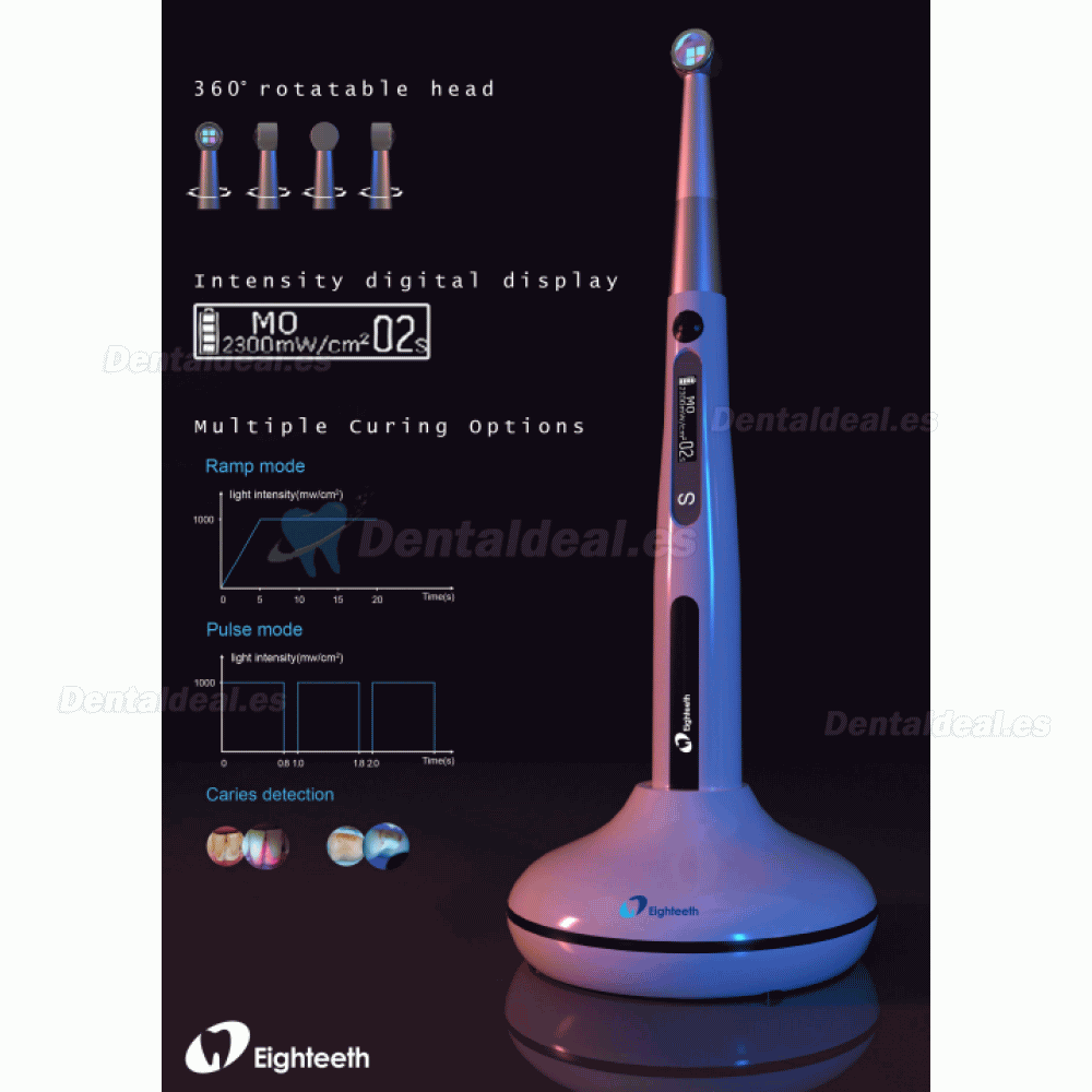Eighteeth Curingpen lámpara de polimerización LED inalámbrica dental con detector de caries