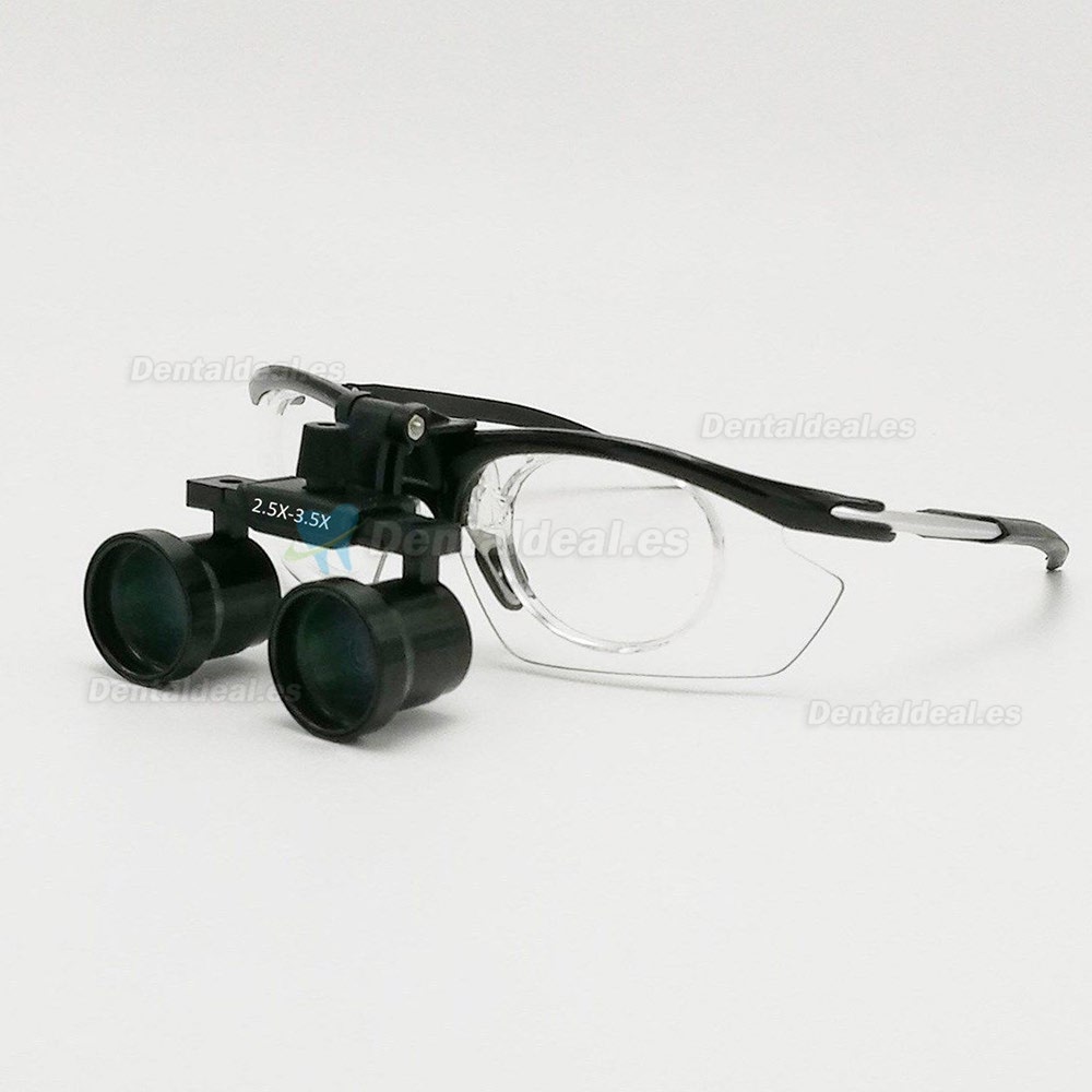 2.5X-3.5X Lupas Binoculares Dentales Lupa de Aluminio con Marco de Uso Quirúrgico Negro
