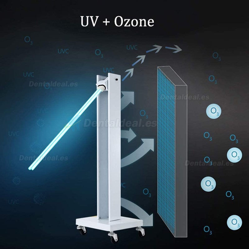 Lámpara de Desinfección con Esterilizador UV Móvil para Interiores Luz de Esterilización UV Germicida con Ruedas