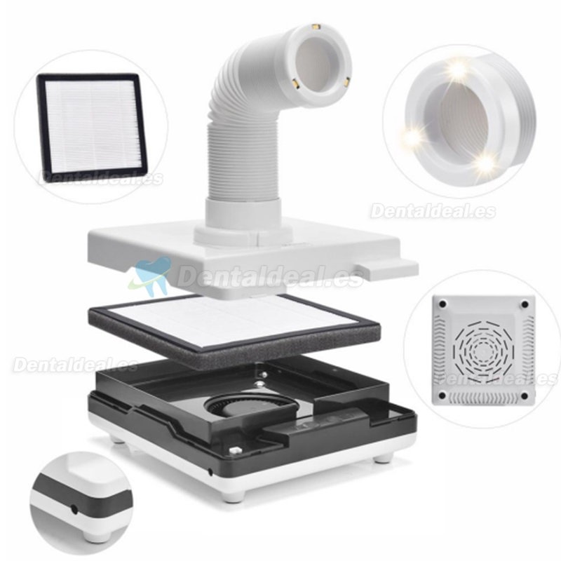 Portátil aspiradora de escritorio de laboratorio dental colector de polvo con luz LED