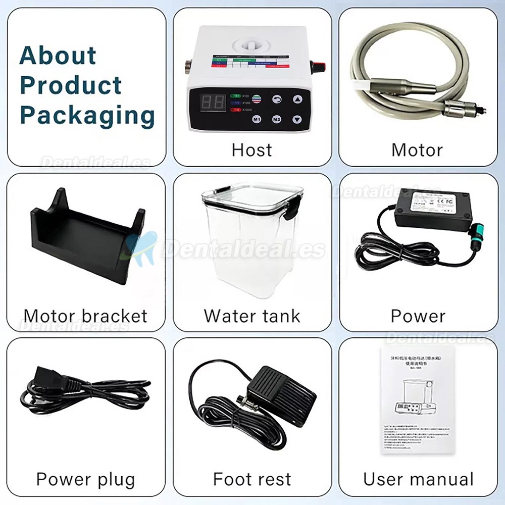 Motor dental eléctrico compatible con 1:5 / 1:1 / 16:1 contra-ángulo con suministro de agua
