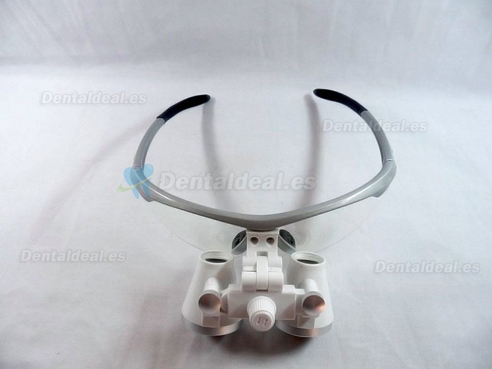 Lupas binoculares quirúrgicas de gran calidad con luz frontal 3.5 x 420 mm montura de color plateado Lupas binoculares quirúrgicas de gran calidad con luz frontal 3.5 x 420 mm montura de color plateado