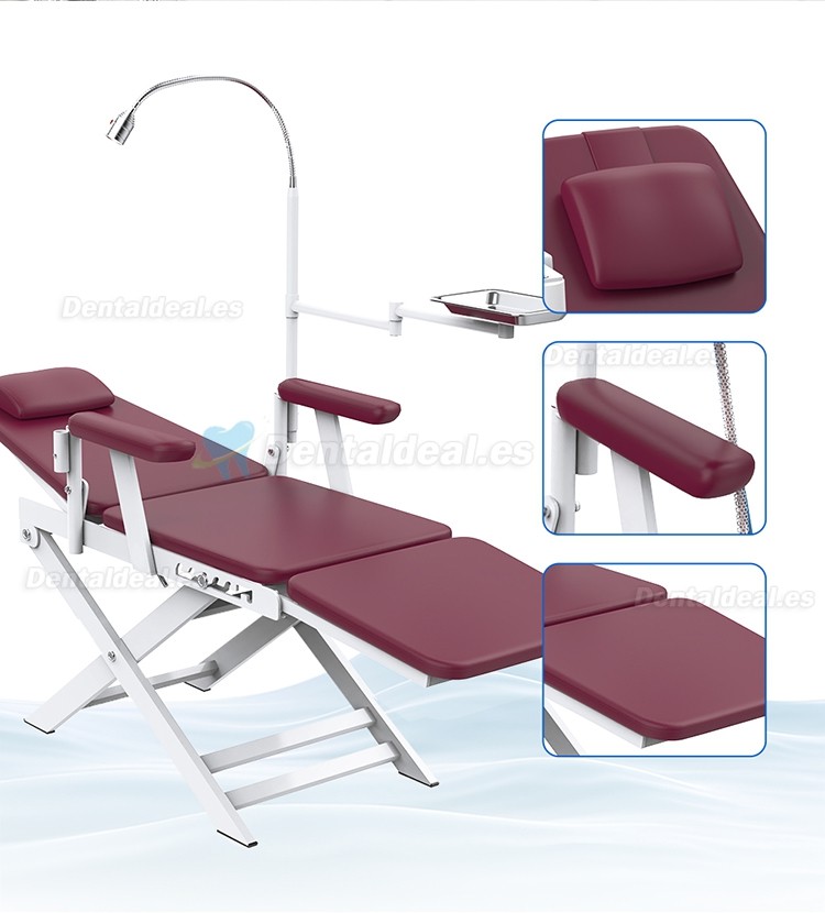 Silla Dental Port&aacute;til Plegable para Dentista con Luz LED y Bandeja