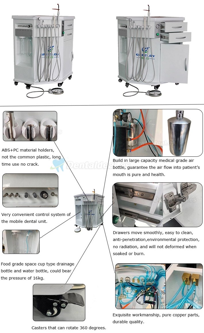 GREELOY® GU-P212 Sistema de Entrega Dental Móvil (Fotopolimerizador + Escalador + Triplex Syring)