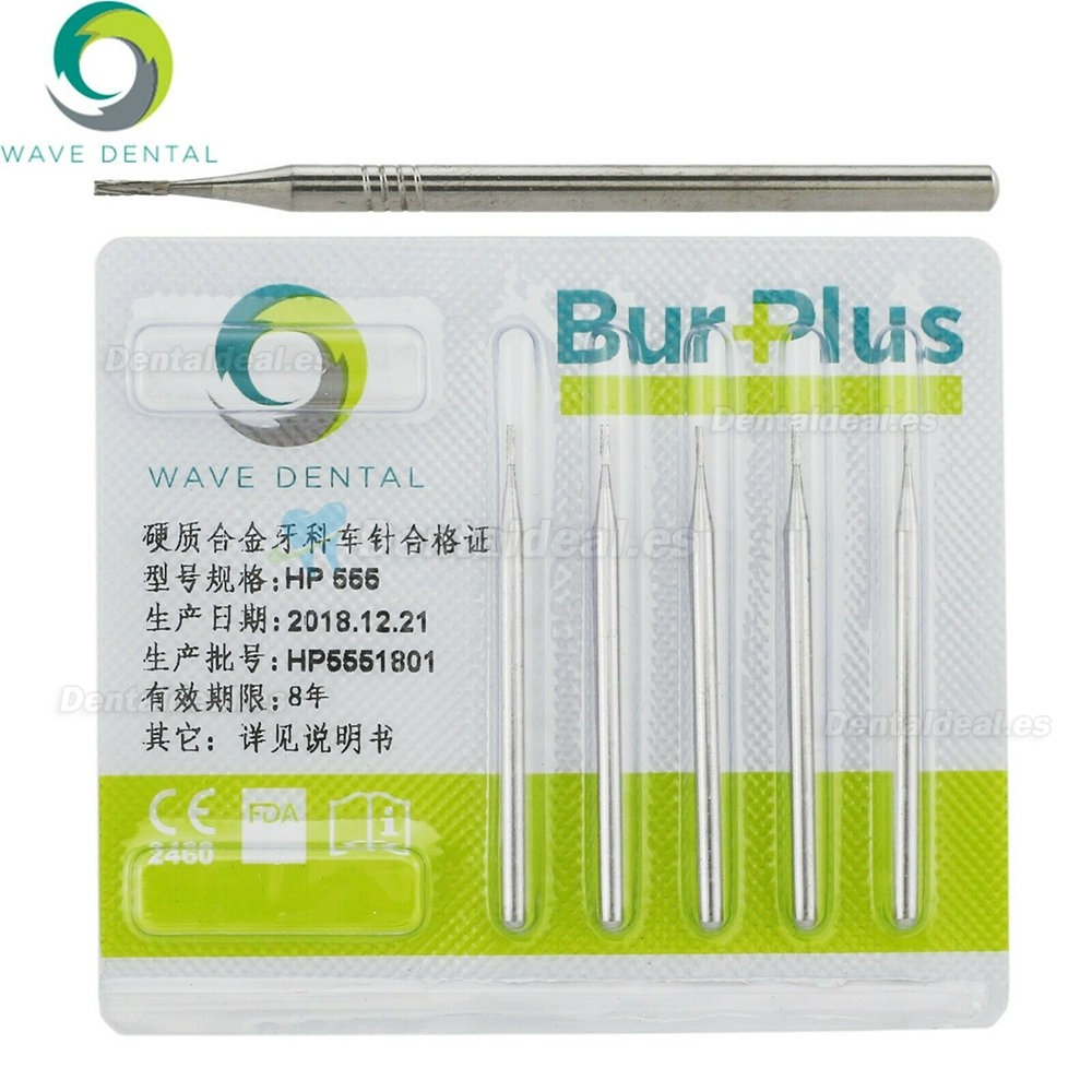 10Pcs HP 555 Bur Dental Carbide Straight Fissure Cross Cut Burs