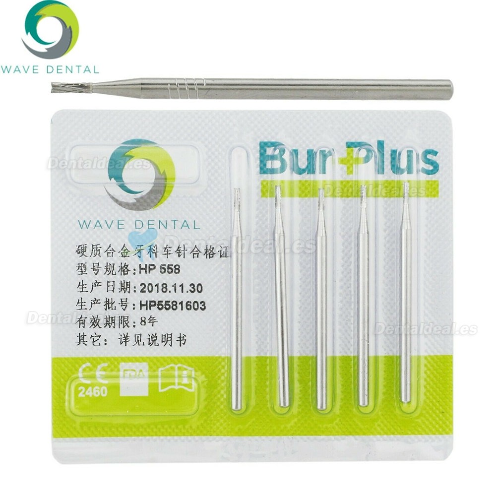 10Pcs HP 558 Bur Dental Carbide Straight Fissure Cross Cut Burs