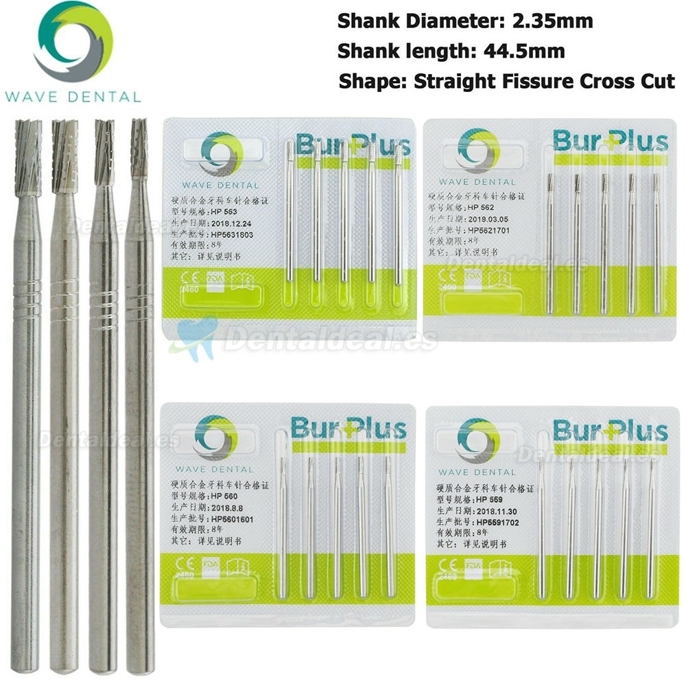 10Pcs HP 559 560 562 563 Bur Dental Carbide Straight Fissure Cross Cut Burs