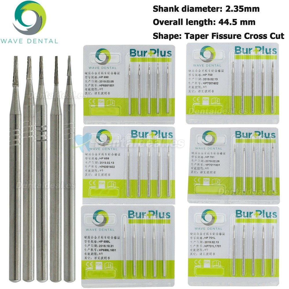 10Pcs HP 698 699 699L 700 701L Bur Dental Carbide Taper Fissure Cross Cut Burs