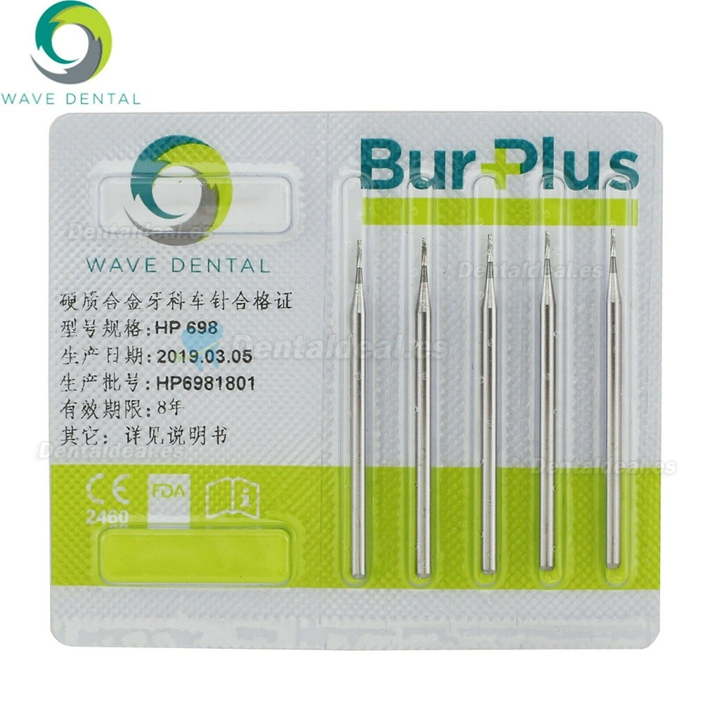 10Pcs HP 698 Bur Dental Carbide Taper Fissure Cross Cut Burs