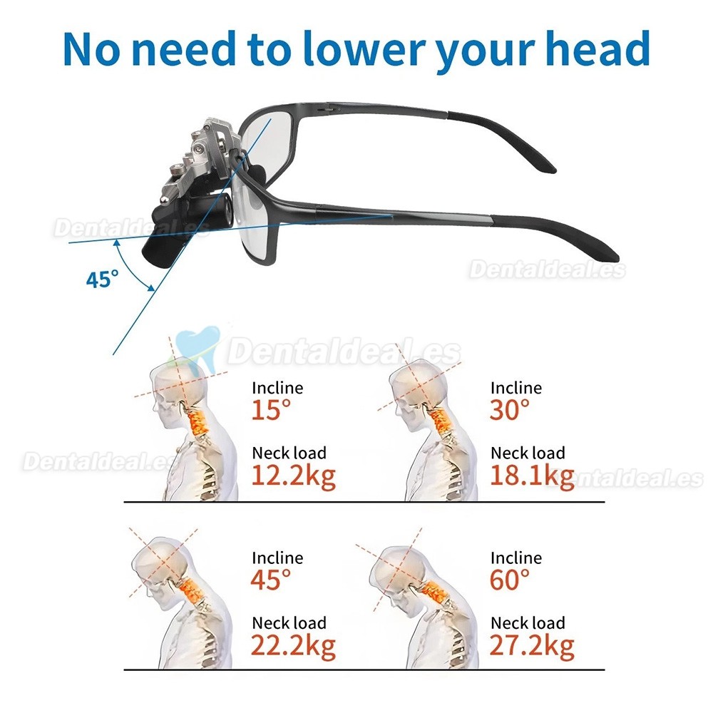 Lupa Dental Quir&uacute;rgica Ergon&oacute;mica Flip-Up 4.0X 5.0X 6.0X 350-450 mm