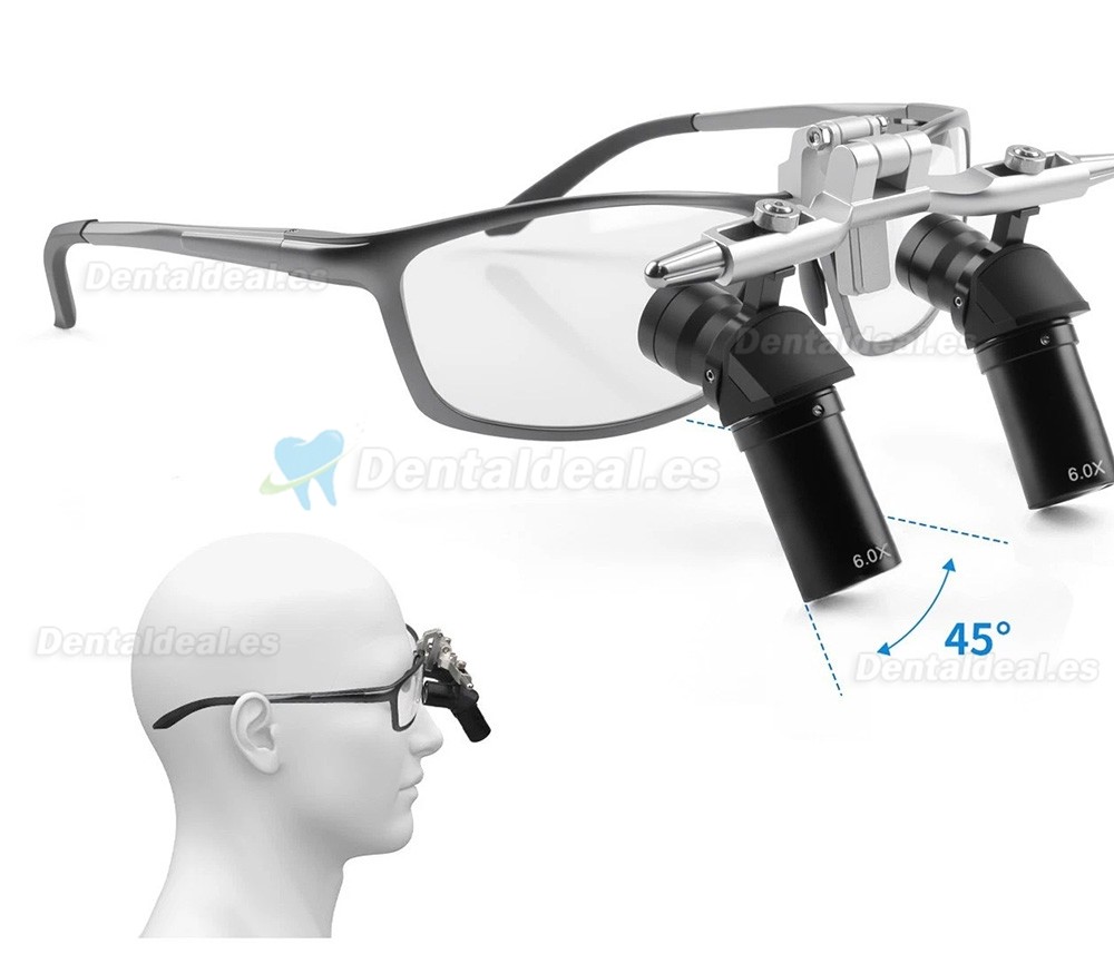 Lupa Dental Quir&uacute;rgica Ergon&oacute;mica Flip-Up 4.0X 5.0X 6.0X 350-450 mm