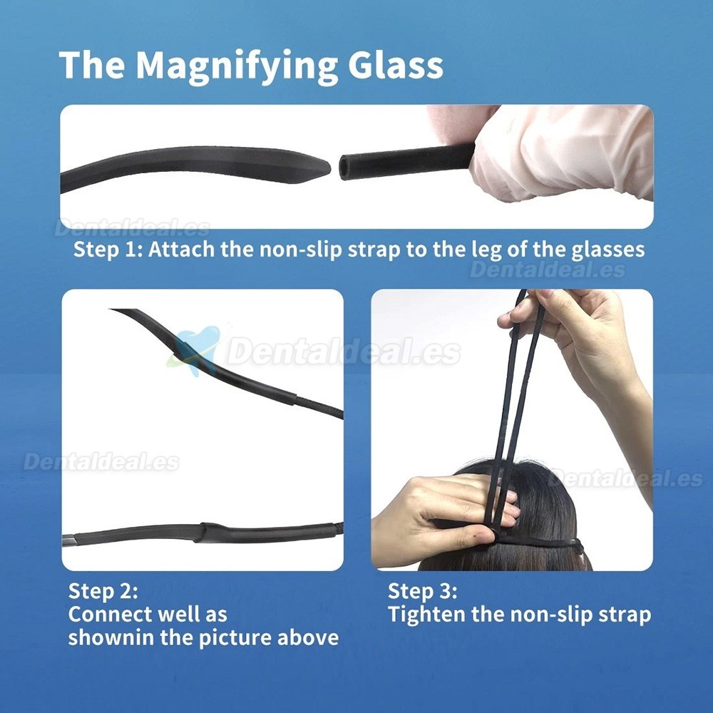 Lupa Dental Ergon&oacute;mica 4.0X 5.0X 6.0X 350-450mm Tipo Flip-Up 48&deg; con Luz LED 5W