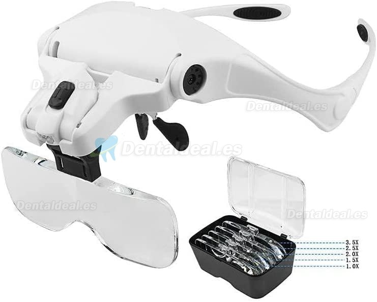 Lupas de dentista lupa dental vidrio binocular luz de cabeza LED 5 lentes