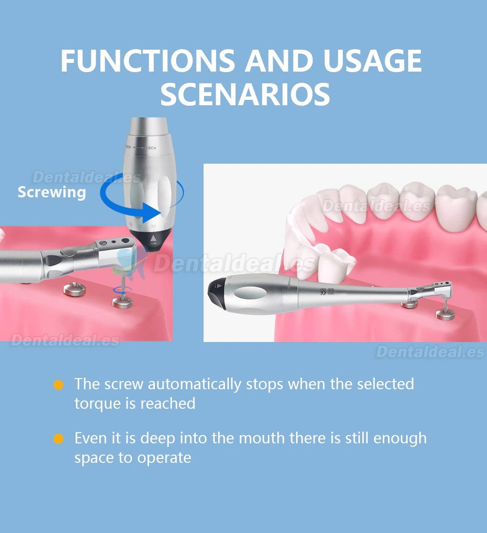 Llave dinamométrica para implantes dentales  + 12Pcs destornilladores + 2Pcs cabezales en espiral