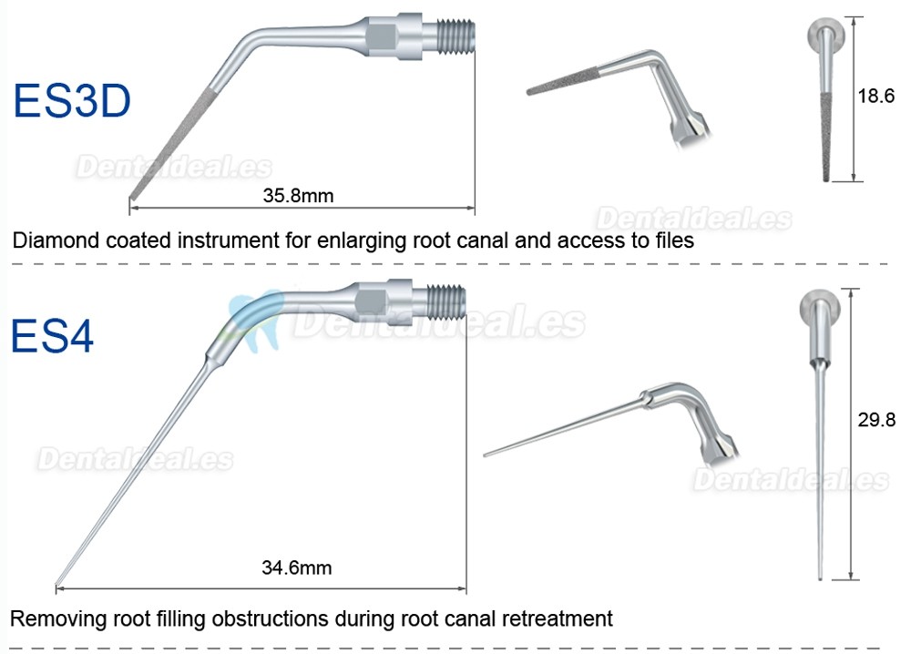 5Pcs Punta ultrasonidos para implantes endodoncia ES3D ES4D ES5D ES10D ES14 ES14D ES15 ES15D compatible con Sirona