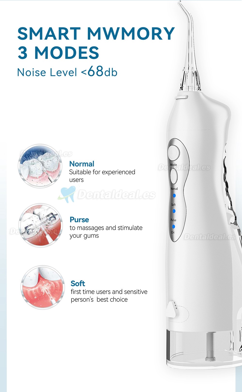 Oral Irrigador de Agua Flosser USB Recargable Impermeable Portátil