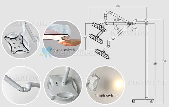 Micare JD1700 Móvil lámpara cialítica lámpara quirúrgica menor LED para clínica dental