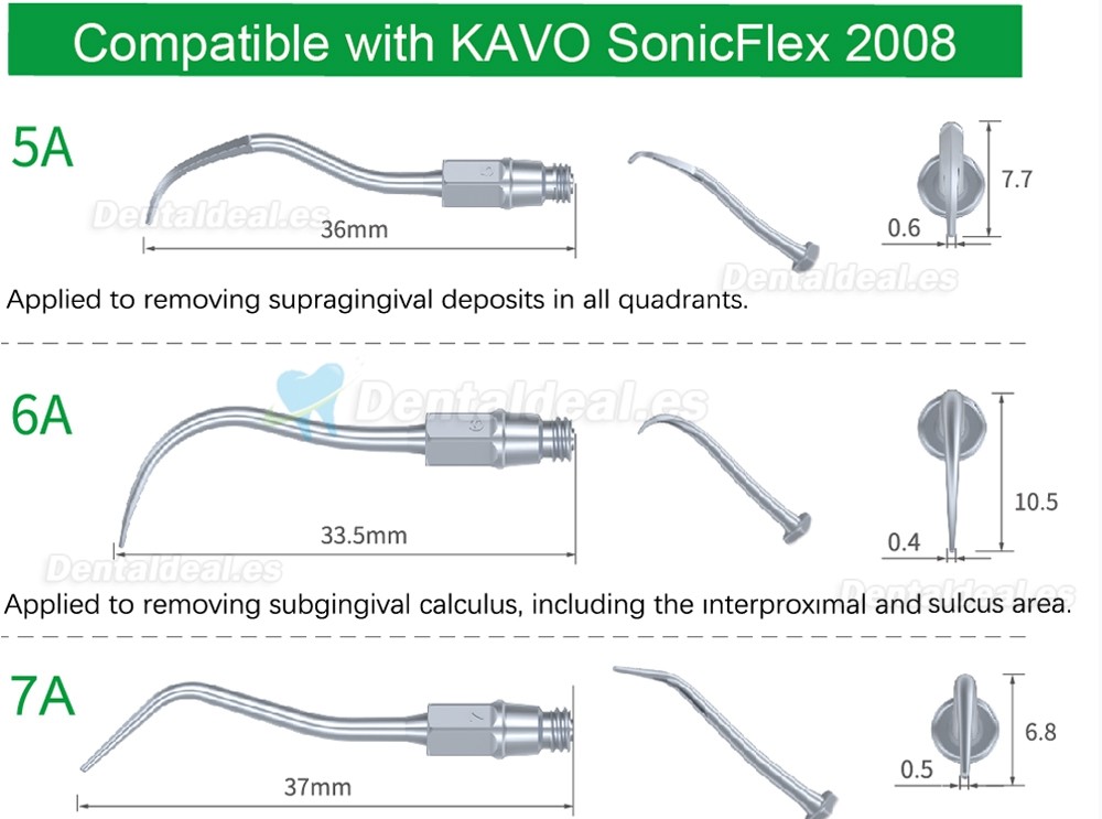 10Pcs Puntas para escalador de aire 5A 6A 7A compatible con Kavo SONICflex