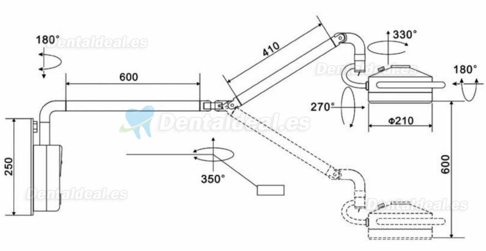 KWS 36W Lámpara quirúrgica dental LED de pared Lámpara sin sombra KD-202D-3B