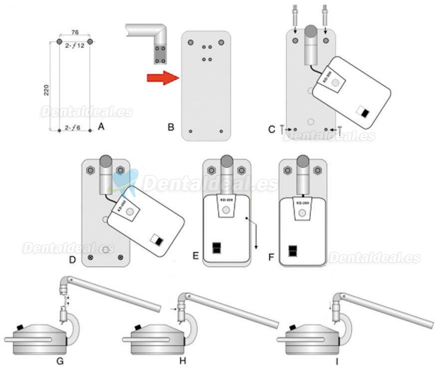 KWS 36W Lámpara quirúrgica dental LED de pared Lámpara sin sombra KD-202D-3B