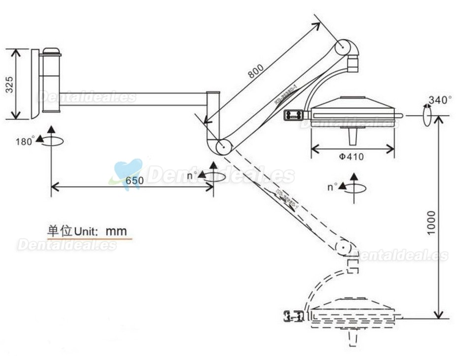 KWS KD-2036D-1 108W Lámpara cialitica dental de pared lámpara quirúrgica sin sombras Luz para examen médico