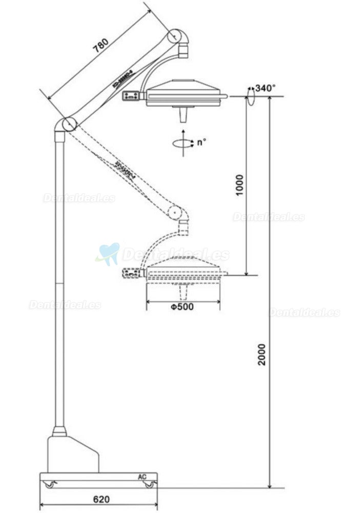 KWS KD-2036D-3 108W LED Portable Shadowless Lamp Surgical Medical Exam Light