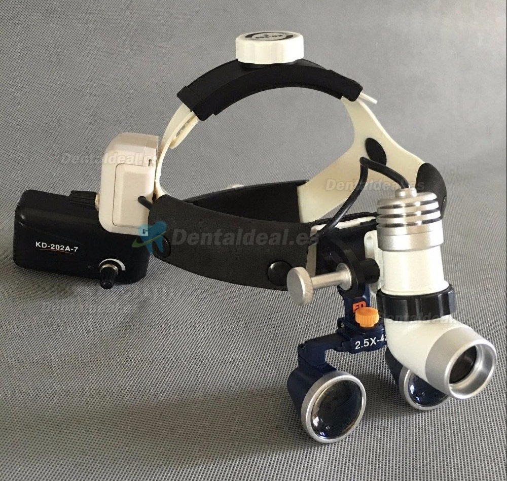 3W Frontoluz Quirurgico Led KD202A-7 con lupa binoculare 2,5 x 420 mm FD-503G