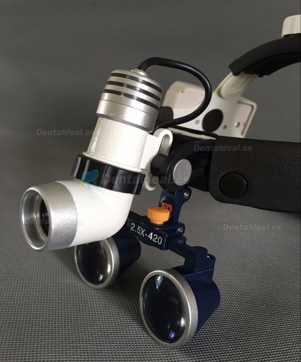 3W Frontoluz Quirurgico Led KD202A-7 con lupa binoculare 2,5 x 420 mm FD-503G