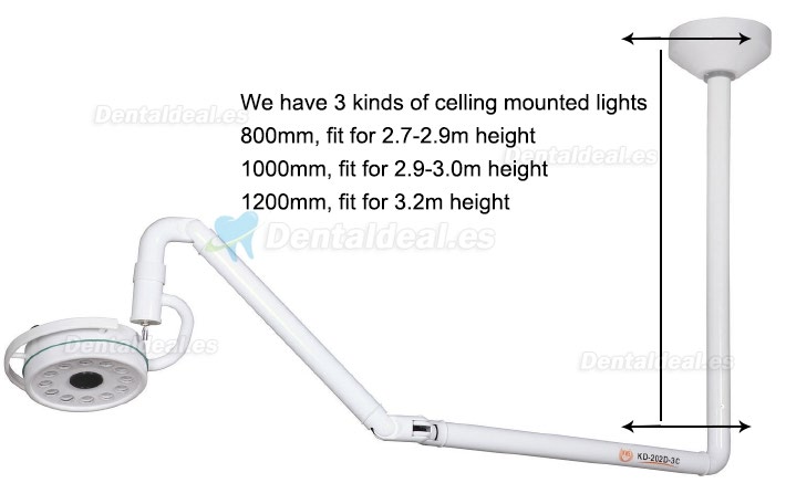 KWS KD-2012D-3C 36W LED Dental Quirúrgica Lámpara sin Sombra Montado en el techo CE