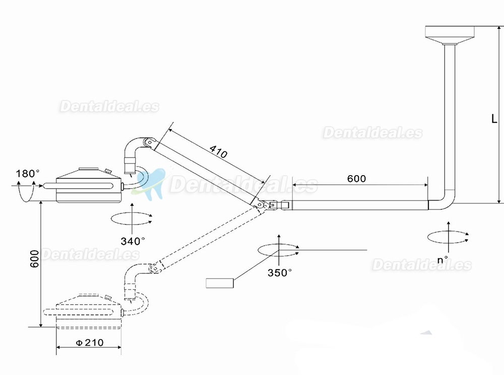 KWS KD-2012D-3C 36W LED Dental Quirúrgica Lámpara sin Sombra Montado en el techo CE