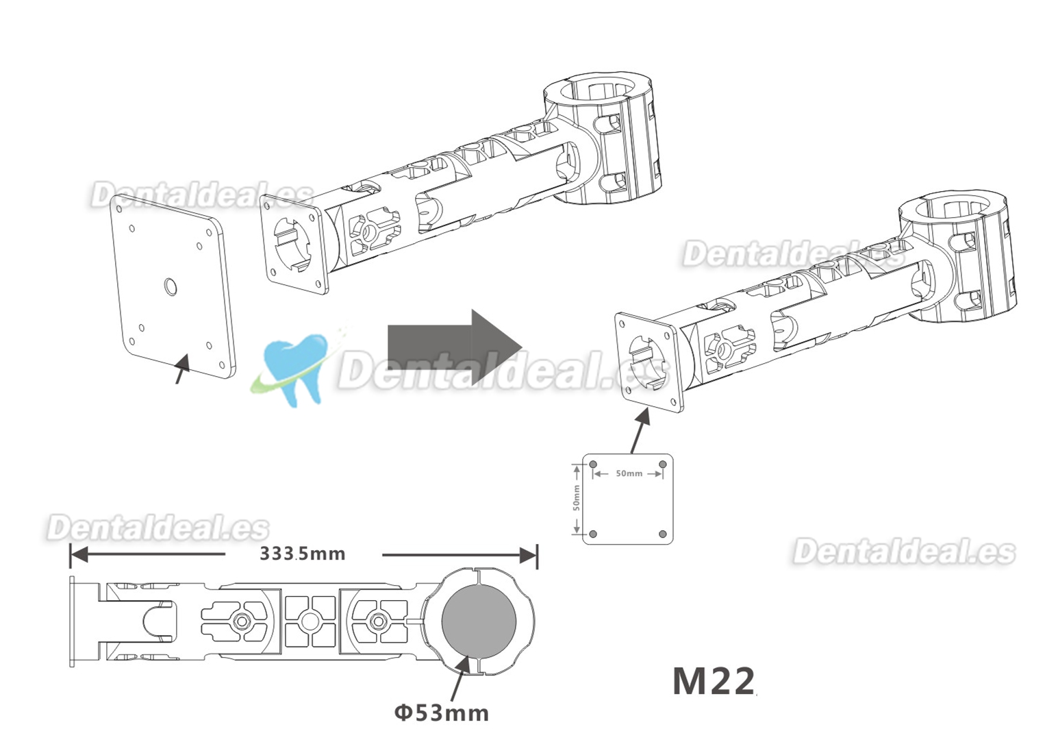 Bracket Para Detal Cámara intraoral M-968 Hang on Sillón Dental