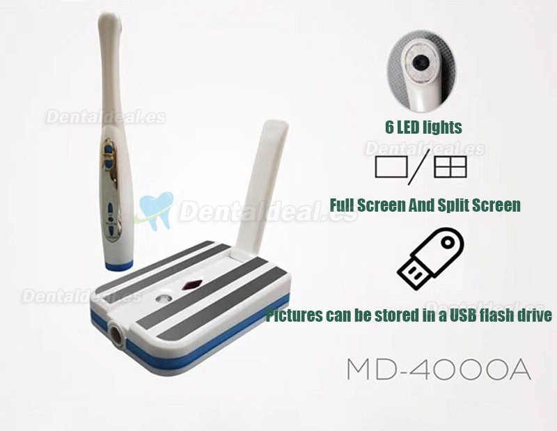 Cámara Intraoral 1/4" CMOS 1080P MD4000 VGA & HDMI 8 Piezas LED Azul + 4 Piezas LED Blanco