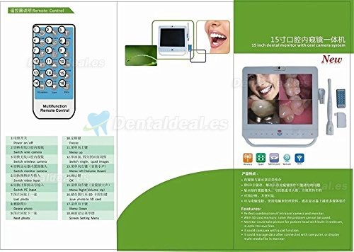 Monitor Dental con Cable de 15 Pulgadas Sistema de Cámara Intraoral VGA+VIDEO Puerto con Soporte LCD MD1500