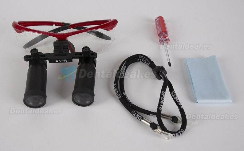 Lupa dental quirúrgica para ENT/Vet (6.0X-R tipo deportivo) color rojo