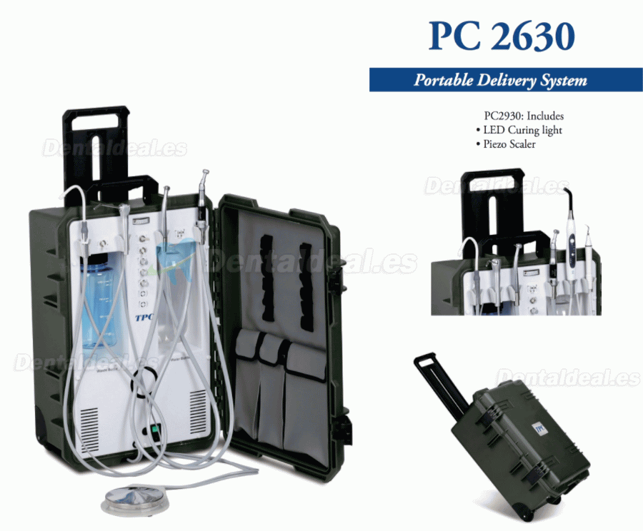 TPC PC2630 Self Contained Portable Dental Delivery Unit System with Air Compressor +3 Way Syringe