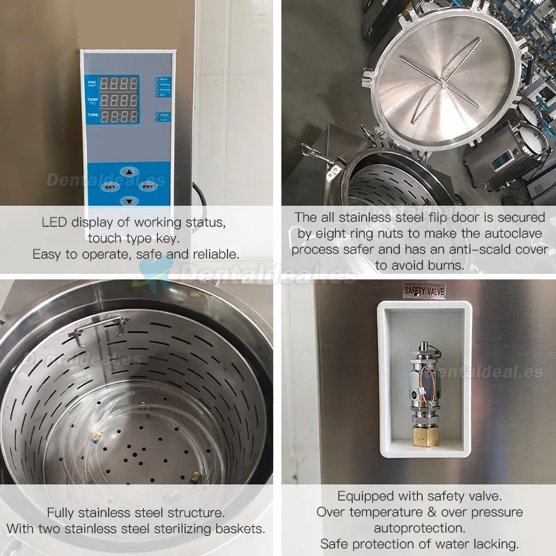 35L-150L Esterilizador automático de vapor vertical de alta presión de gran tamaño (105 ℃-134 ℃)