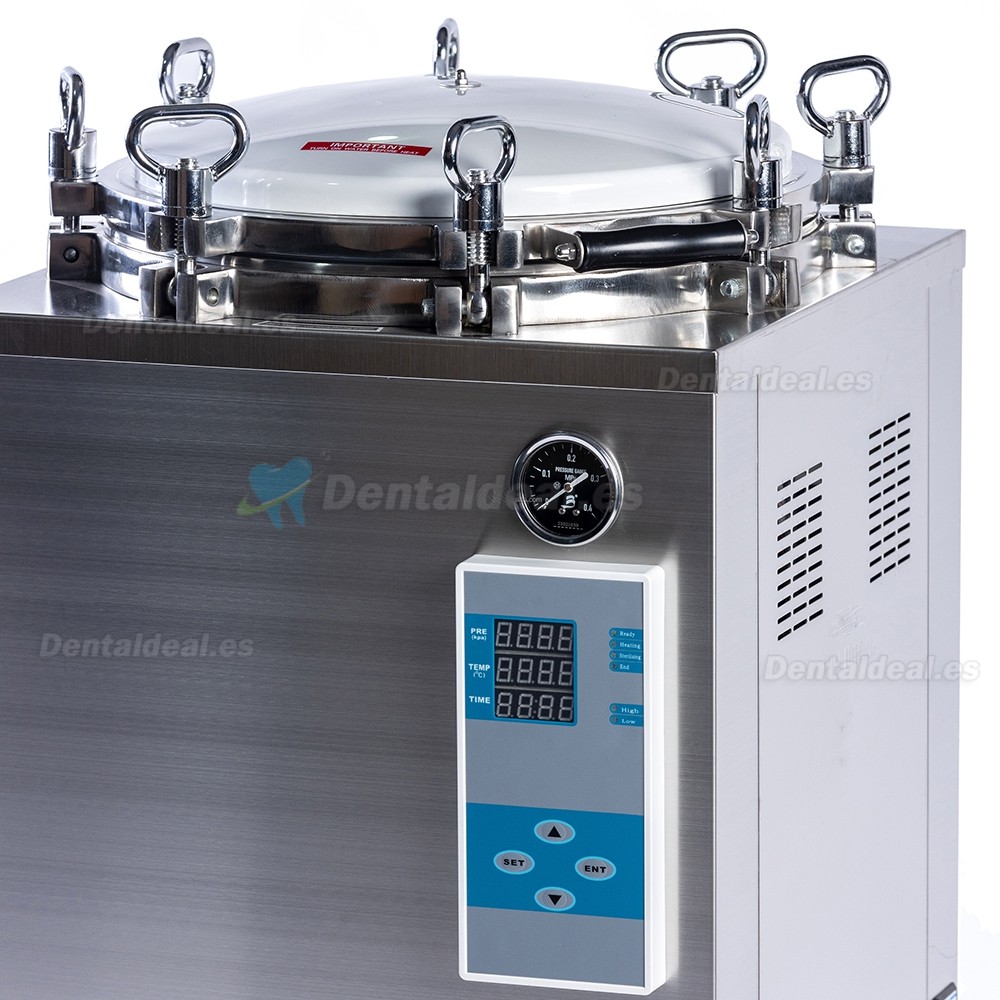 35L-150L Esterilizador automático de vapor vertical de alta presión de gran tamaño (105 ℃-134 ℃)