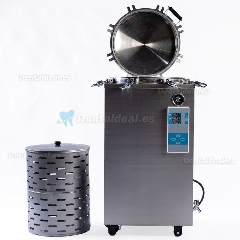 35L-150L Esterilizador automático de vapor vertical de alta presión de gran tamaño (105 ℃-134 ℃)