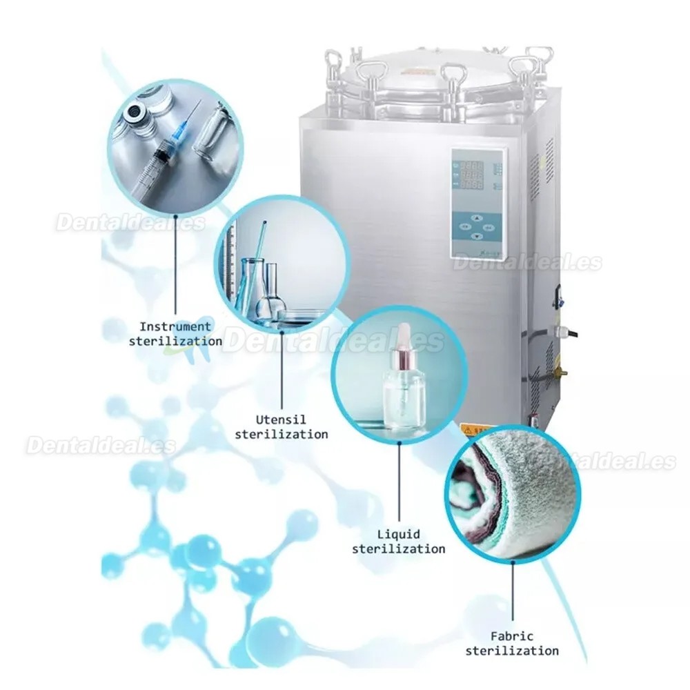 35L-150L Esterilizador automático de vapor vertical de alta presión de gran tamaño (105 ℃-134 ℃)