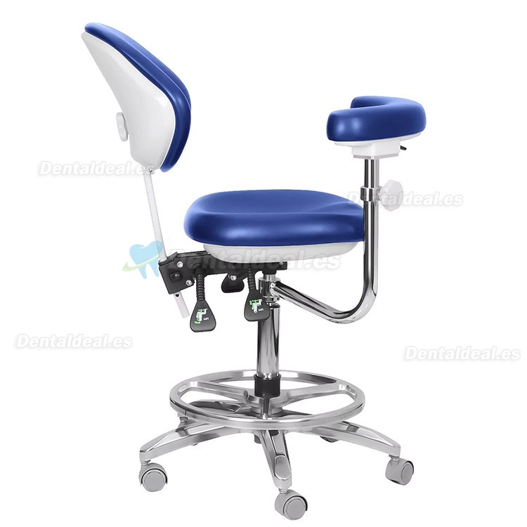 QY-600M-B2 Taburete de dentista móvil con reposabrazos silla de enfermería para asistente dental rotación de 360°