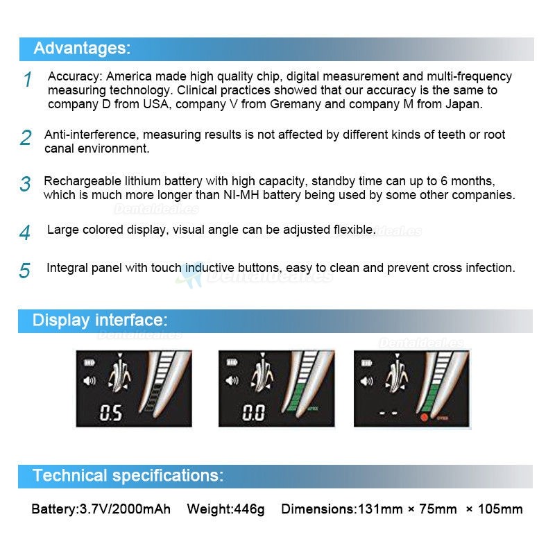 4.5 LCD Dental Localizadore de Apice Endodoncia RPEX 6